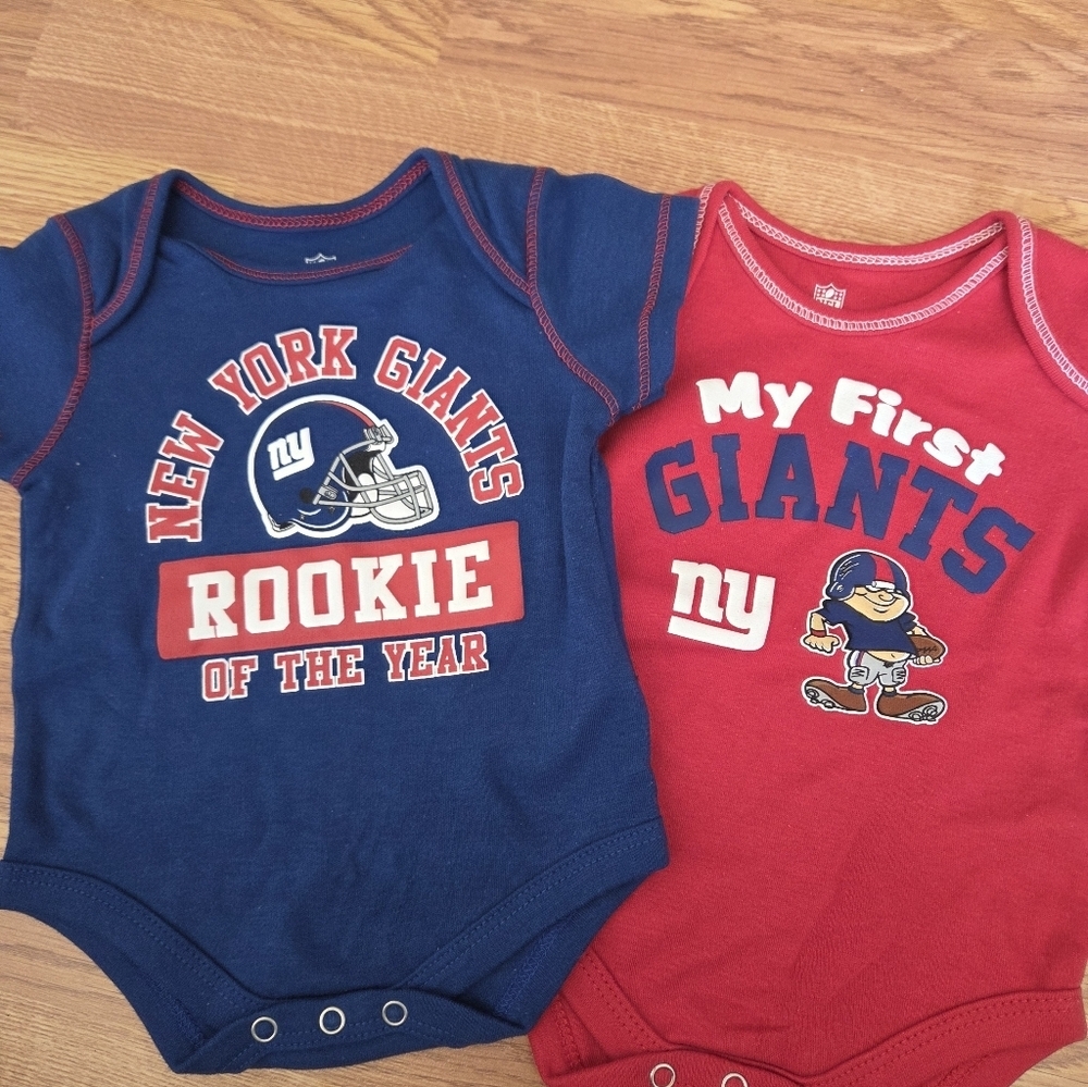 NFL NY Giants Baby Bodysuit 2pc 0-3 Months New 100% Cotton Football Athletic